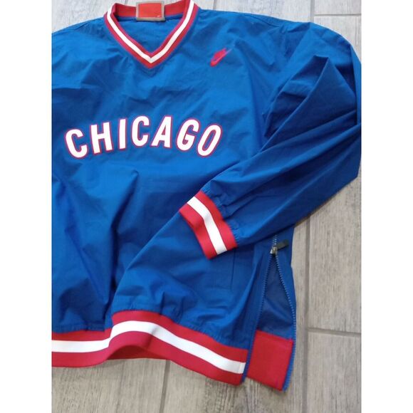 Mens NIKE COOPERSTOWN CLASSICS V-Neck CHICAGO CUBS Wind Shirt Jacket Large NAVY - Picture 2 of 7